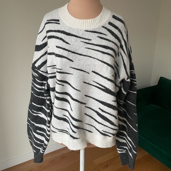 RAILS Lana Mixed Abstract Tiger Stripes Wool Blend Crewneck Sweater Size Large - Picture 5 of 12